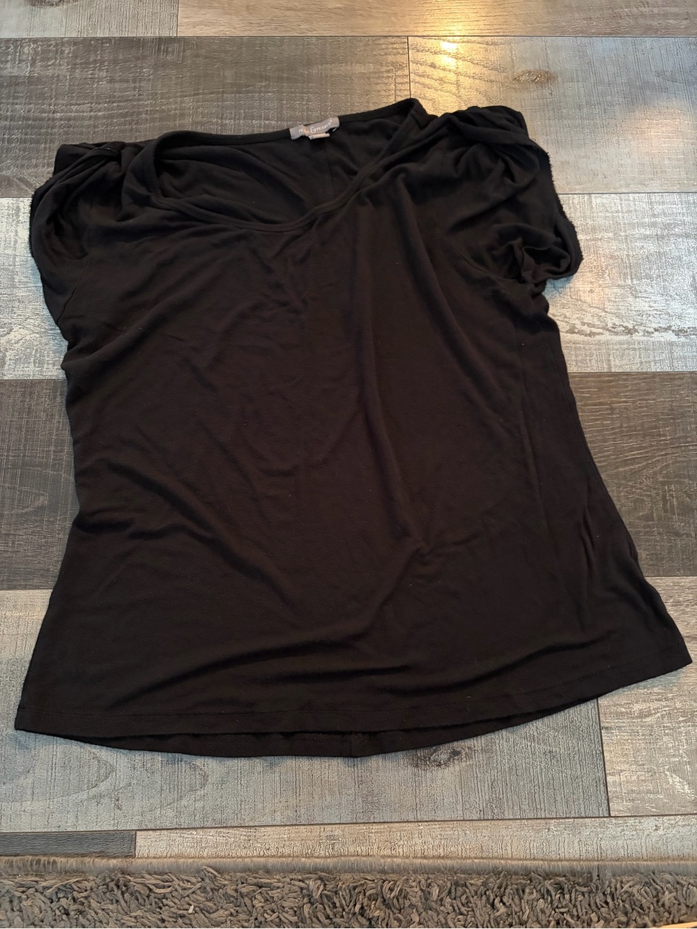 Peace & Pearls Black Puff Sleeve Scoop Neck Knit Top Women’s XL